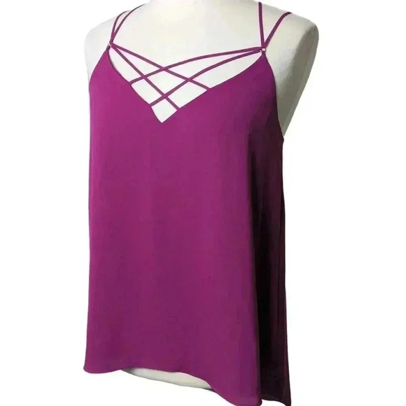 Express Womens Purple Strappy Criss Cross Camisole Top Size Medium - Picture 1 of 8